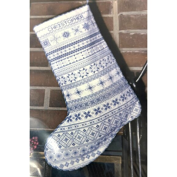 Rosewood Manor White Christmas Stocking Cross Stitch Pattern Designed By Karen K - Picture 2 of 3